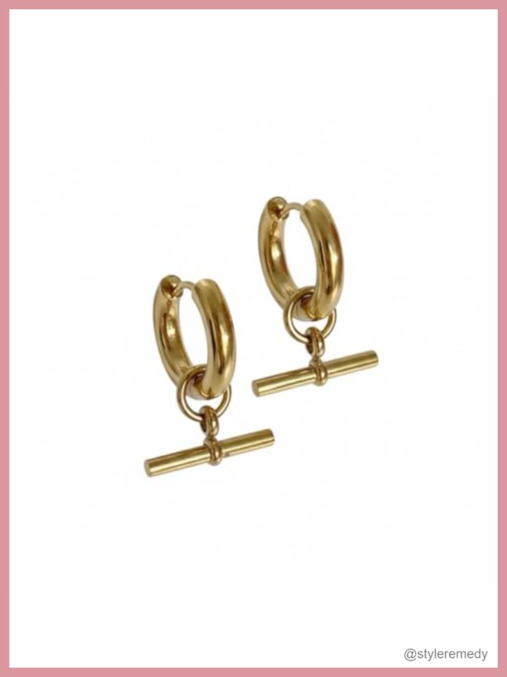 Stainless Steel T-Bar Huggie Hoop Earrings Waterproof Hypoallergenic Minimalist